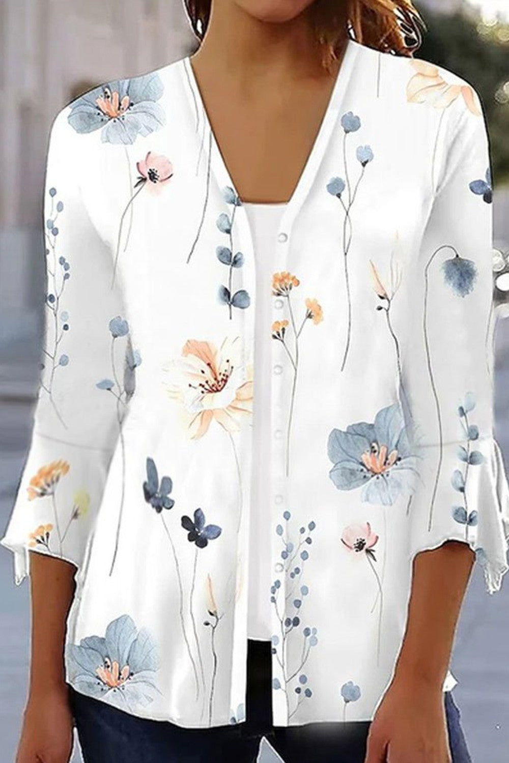 Women’s Floral Print 3/4 Sleeve Blouse