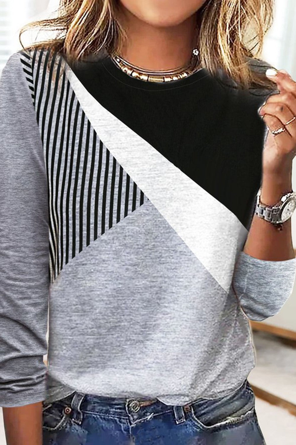 Women’s Geometric Print Long-Sleeve Shirt