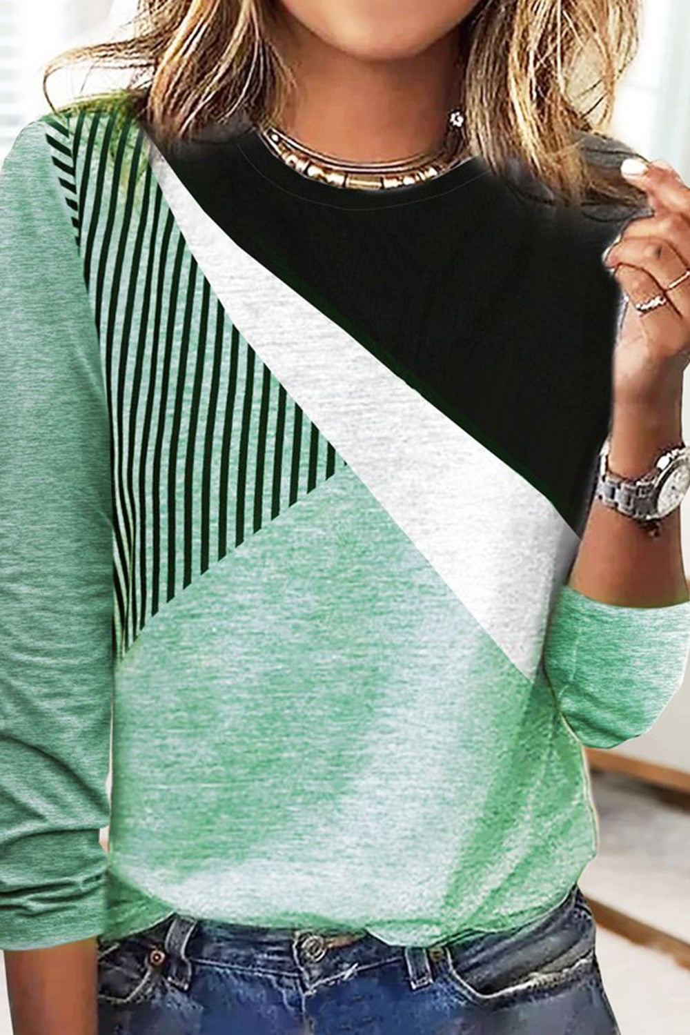 Women’s Geometric Print Long-Sleeve Shirt