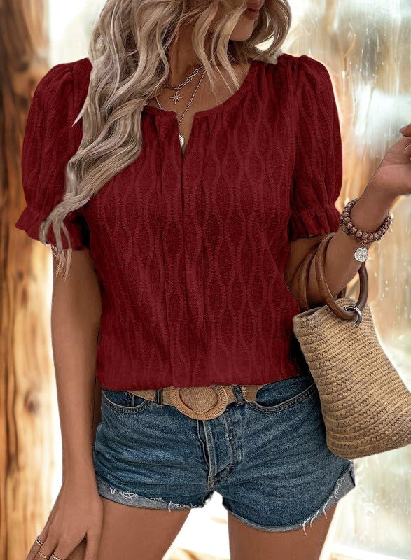 Women’s Notched Scoop Neck Short-Sleeve Shirt