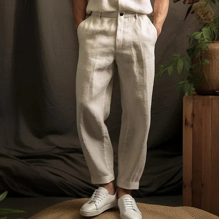 Summer Linen Trousers with Pockets for Men
