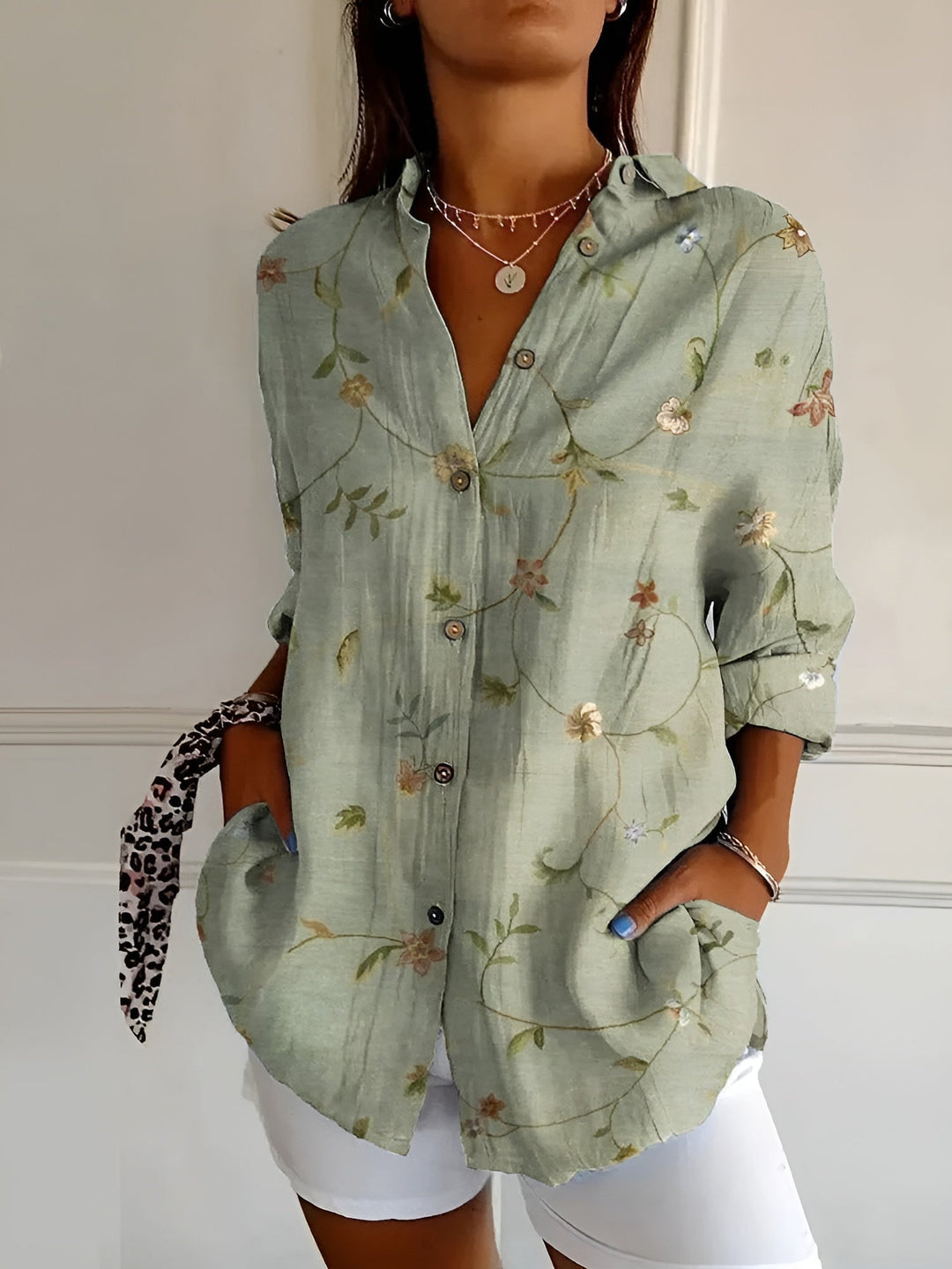 Women’s Printed Button-Down Shirt