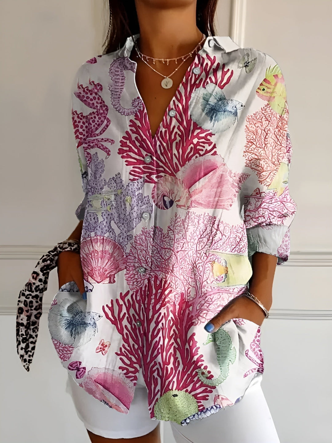 Women’s Printed Button-Down Shirt