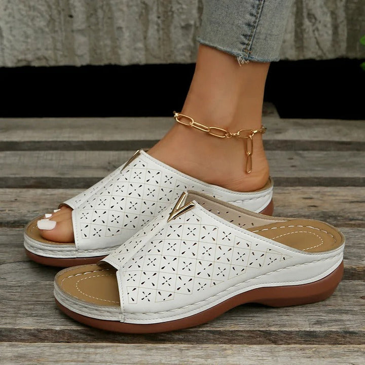 Women’s Open-Toe Slip-On Sandals with Cutout Upper