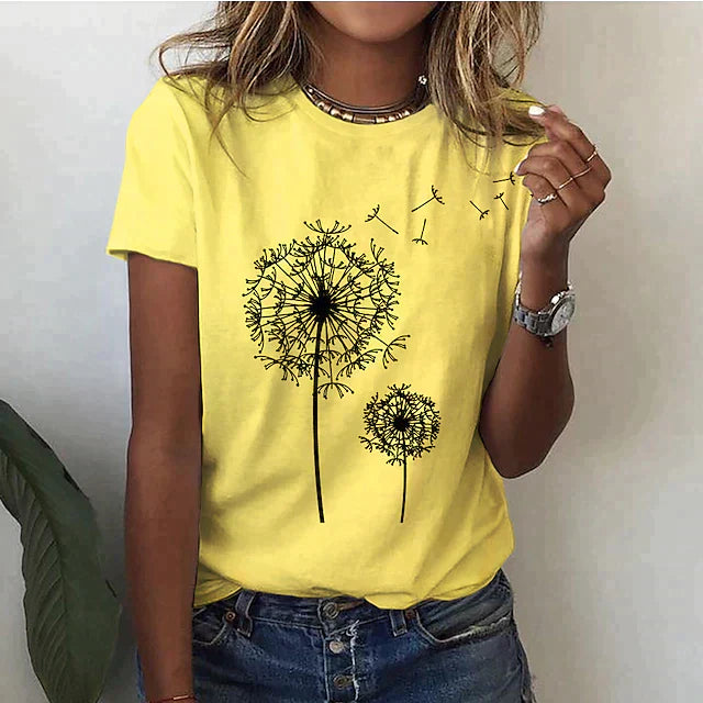 Women’s Short-Sleeve Dandelion Print T-Shirt
