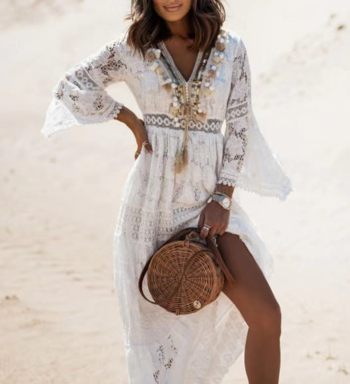 Boho V-Neck Maxi Dress for Women