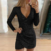 Women’s Long-Sleeve Wrap Mini Dress