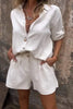 Women’s Linen Button-Down Shirt and Shorts Set