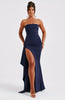 Women’s Strapless Maxi Dress with Side Slit for Summer