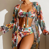 Women’s Three-Piece Swimsuit with Tropical Print