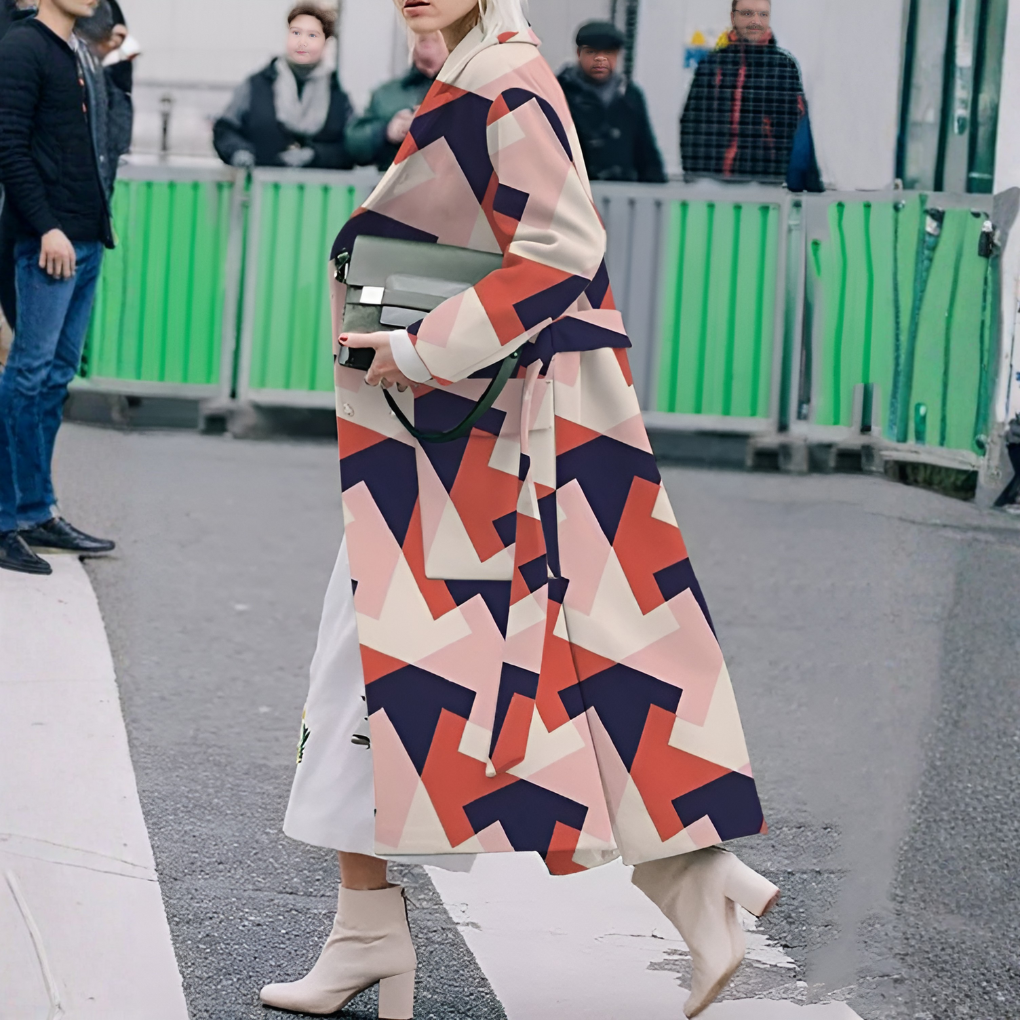 Waterproof Long Coat with Buttons for Women