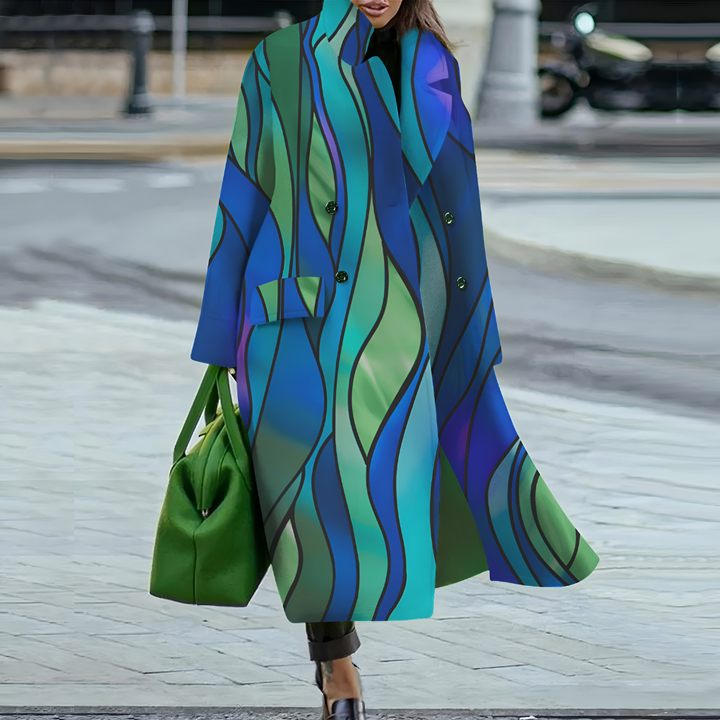 Waterproof Long Coat with Buttons for Women