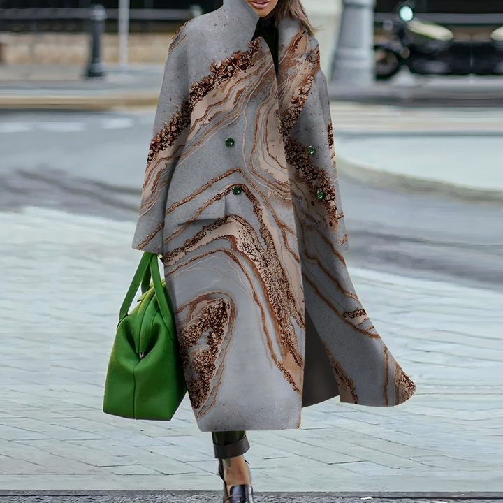 Waterproof Long Coat with Buttons for Women