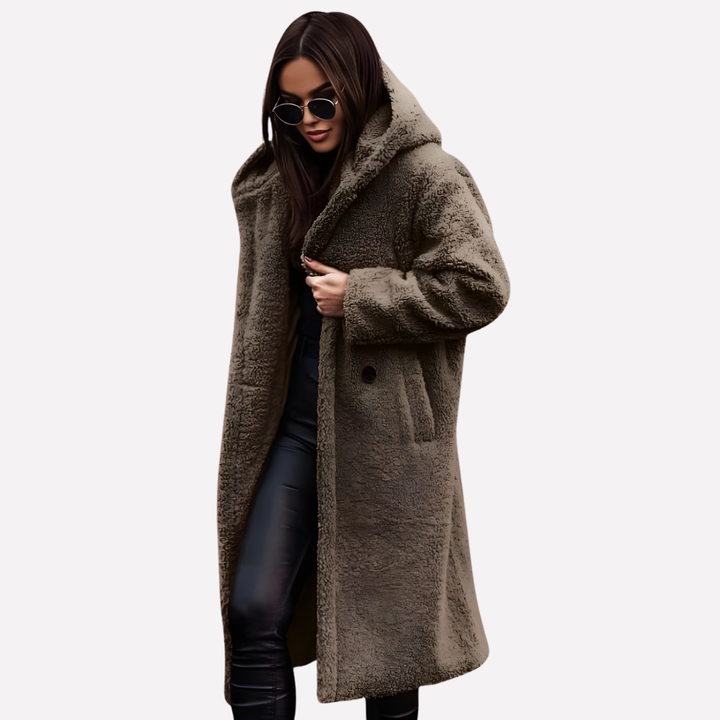 Women’s Hooded Coat with Button Closure