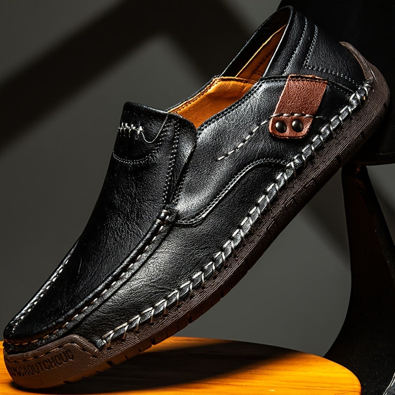Men’s Vegan Leather Loafers with Visible Stitch