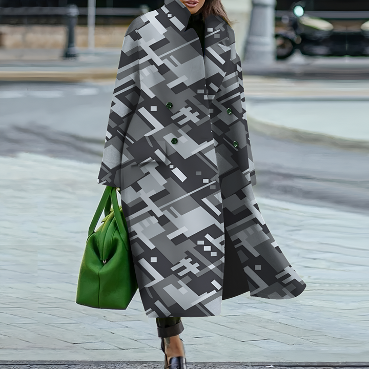 Waterproof Long Coat with Buttons for Women