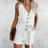 Women’s Sleeveless V-Neck Jumpsuit with Pockets