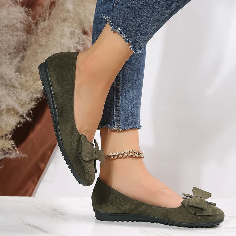 Women’s Summer Slip-On Flats with Bow Accent
