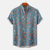 Men’s Short-Sleeved Shirt with Print and Stand-Up Collar