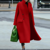 Waterproof Long Coat with Buttons for Women