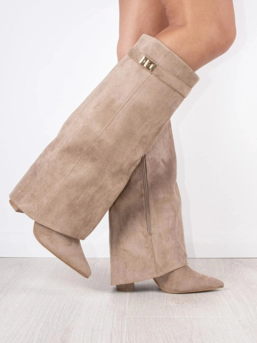 Knee-High Suede Boots with Heel  Elegant Style Meets Everyday Comfort