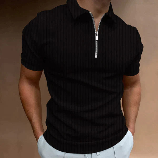 Muscle Fit Men's Polo with Zipper