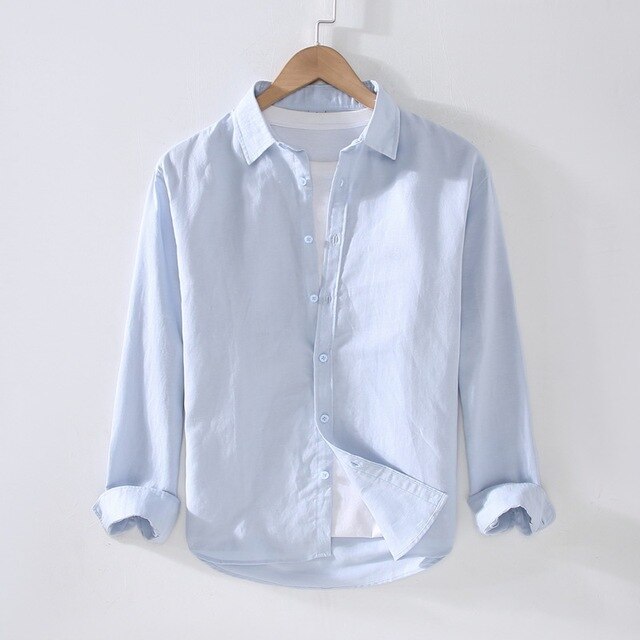 Men’s Long-Sleeve Cotton-Linen Shirt