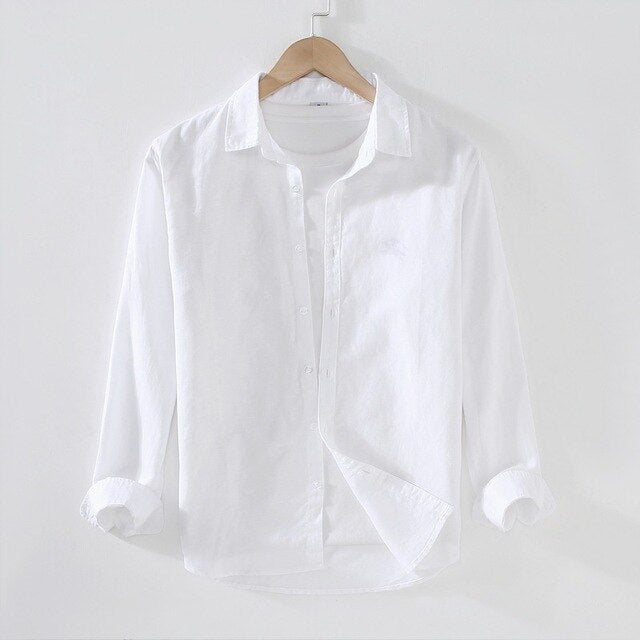 Men’s Long-Sleeve Cotton-Linen Shirt
