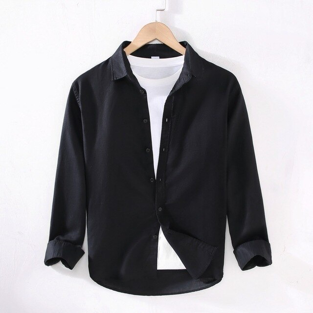 Men’s Long-Sleeve Cotton-Linen Shirt