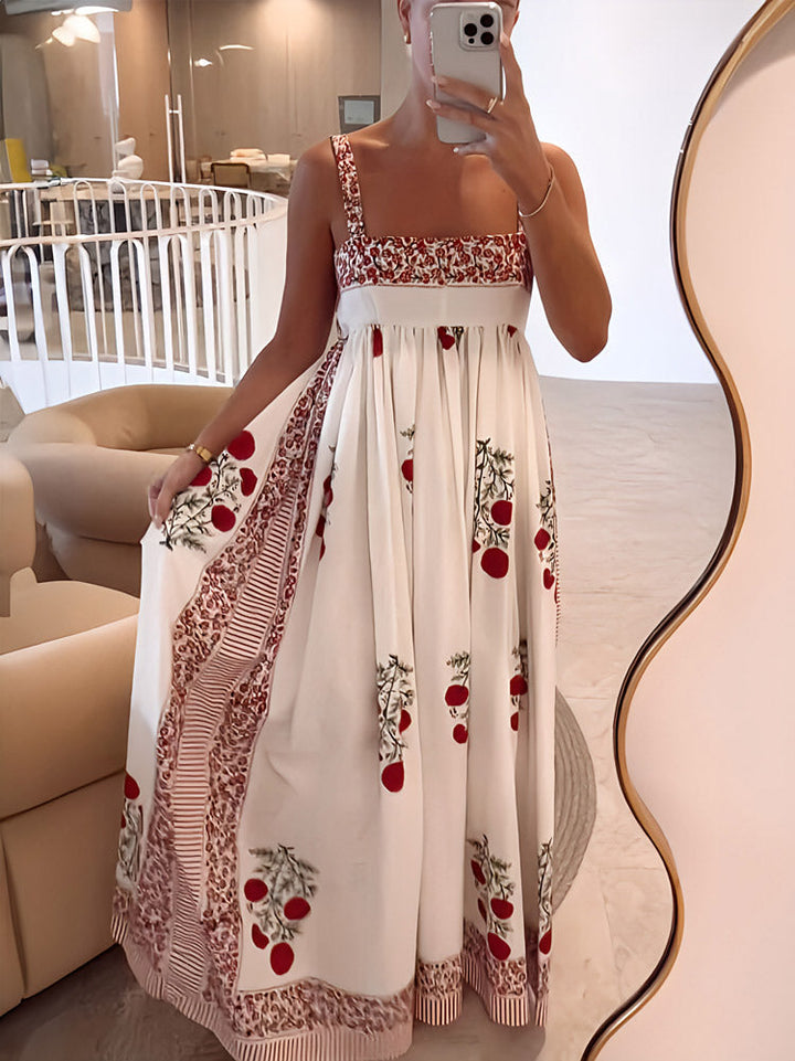 Women’s Maxi Dress with Square Neckline and Straps
