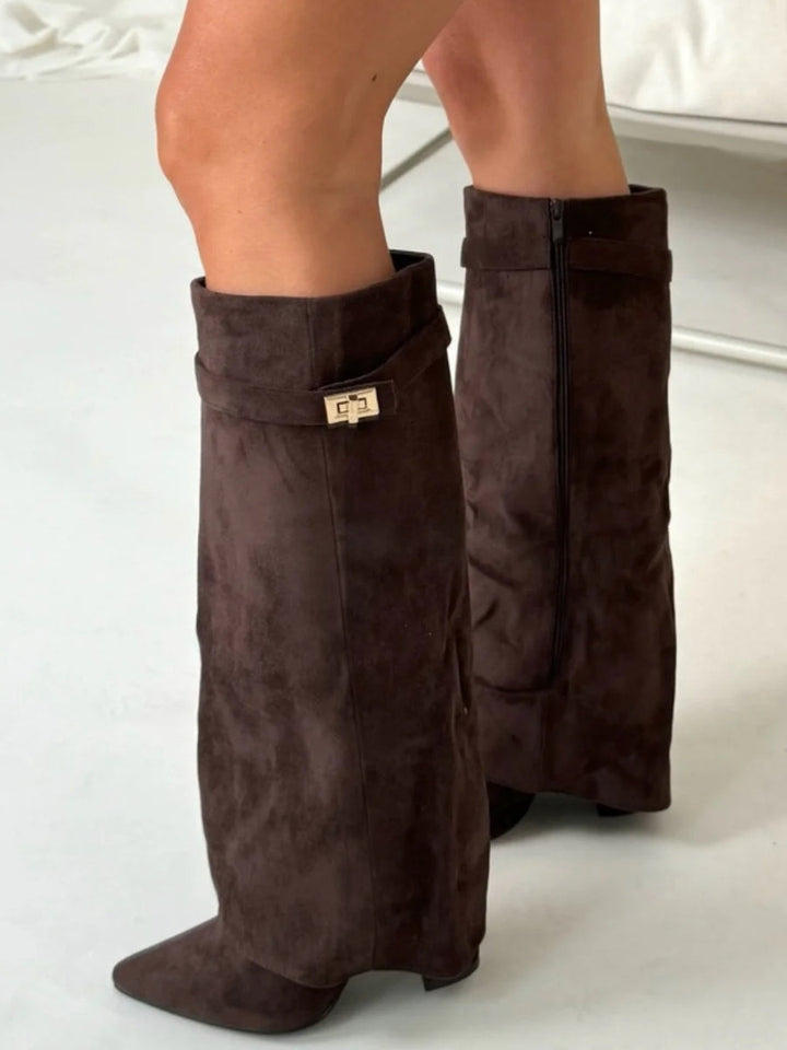 Knee-High Suede Boots with Heel  Elegant Style Meets Everyday Comfort