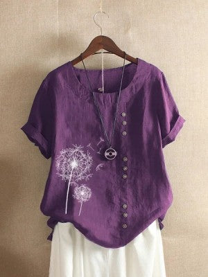 Women's Crew Neck Rolled-Sleeve Shirt