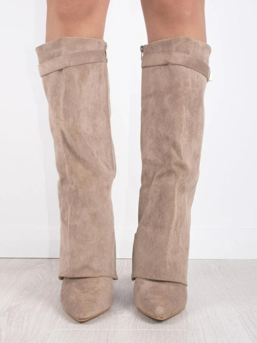 Knee-High Suede Boots with Heel  Elegant Style Meets Everyday Comfort