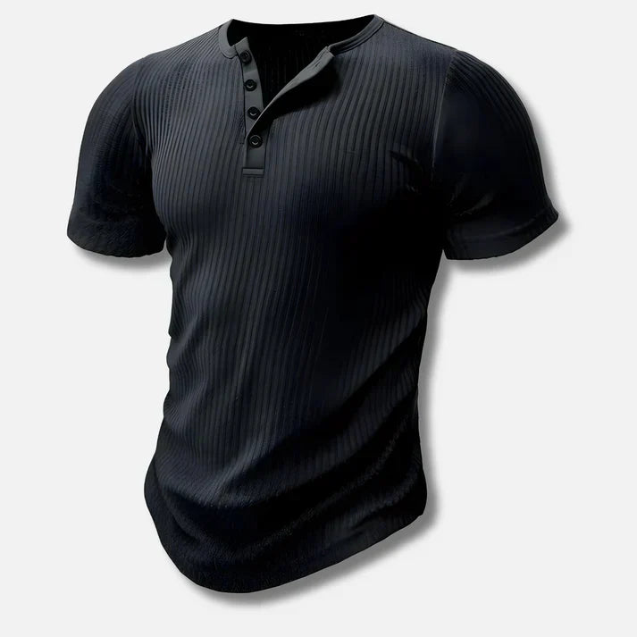 Slim-Fit Henley T-Shirt for Men with Button Closure