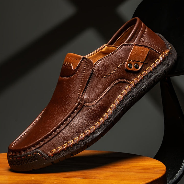 Men’s Vegan Leather Loafers with Visible Stitch