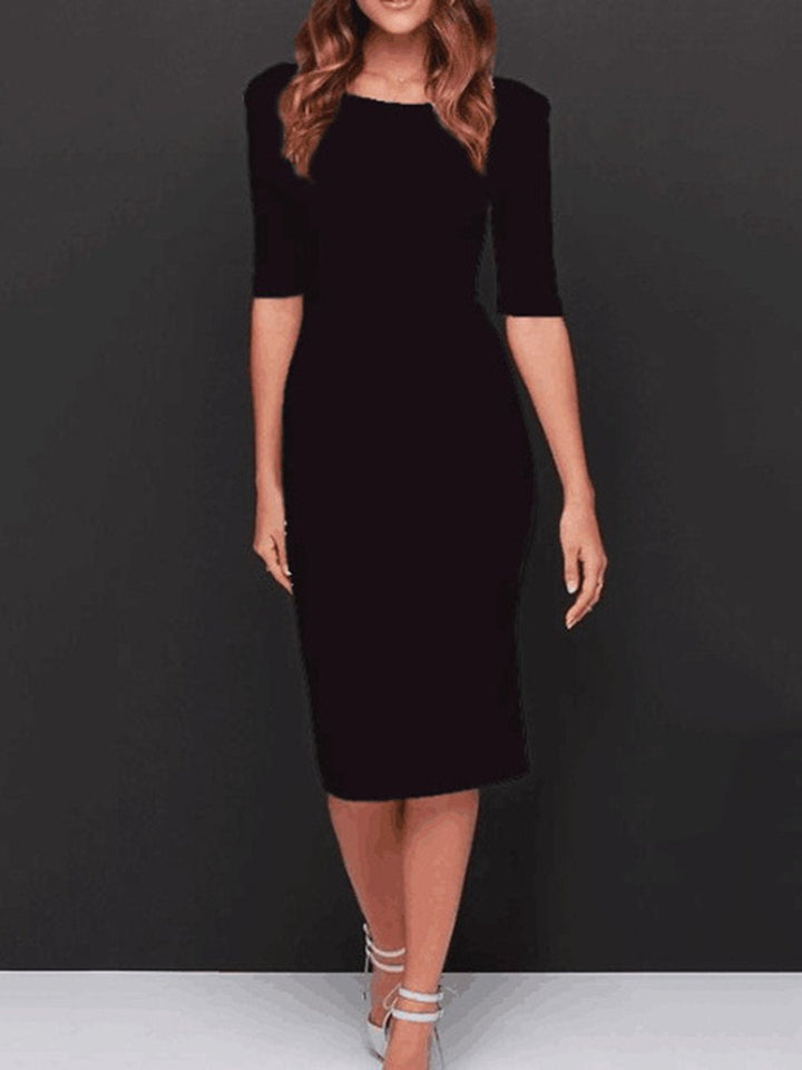 Women's Bodycon Midi Dress with Open Back