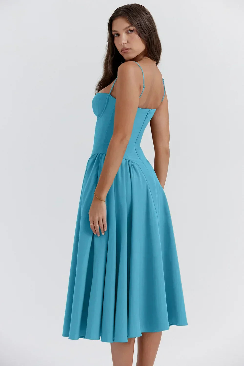 Women’s Sleeveless Midi Dress with Pleated Skirt