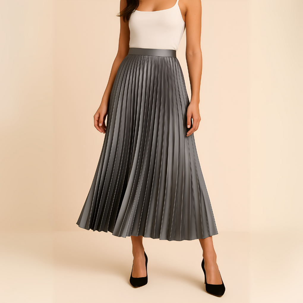 Elva Satin Pleated Skirt – Timeless Elegance and Versatility