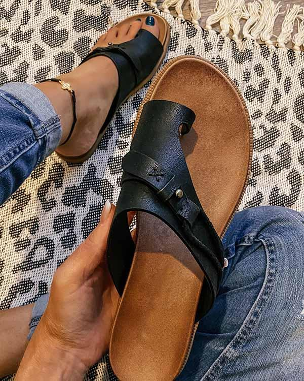 Women’s Slip-On Sandals with Toe Loop