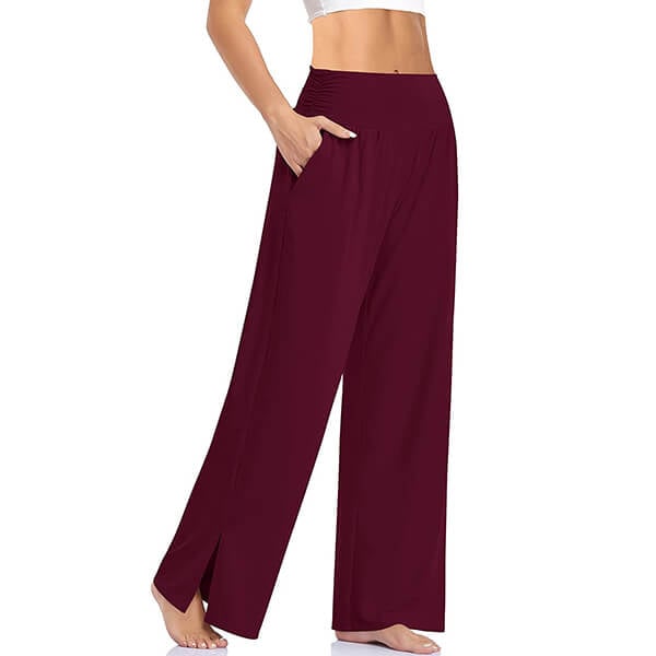 Women’s Wide-Leg Yoga Pants with Side Slits