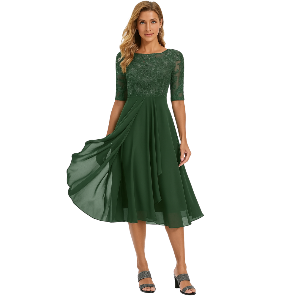 Women’s Lace & Chiffon Midi Dress