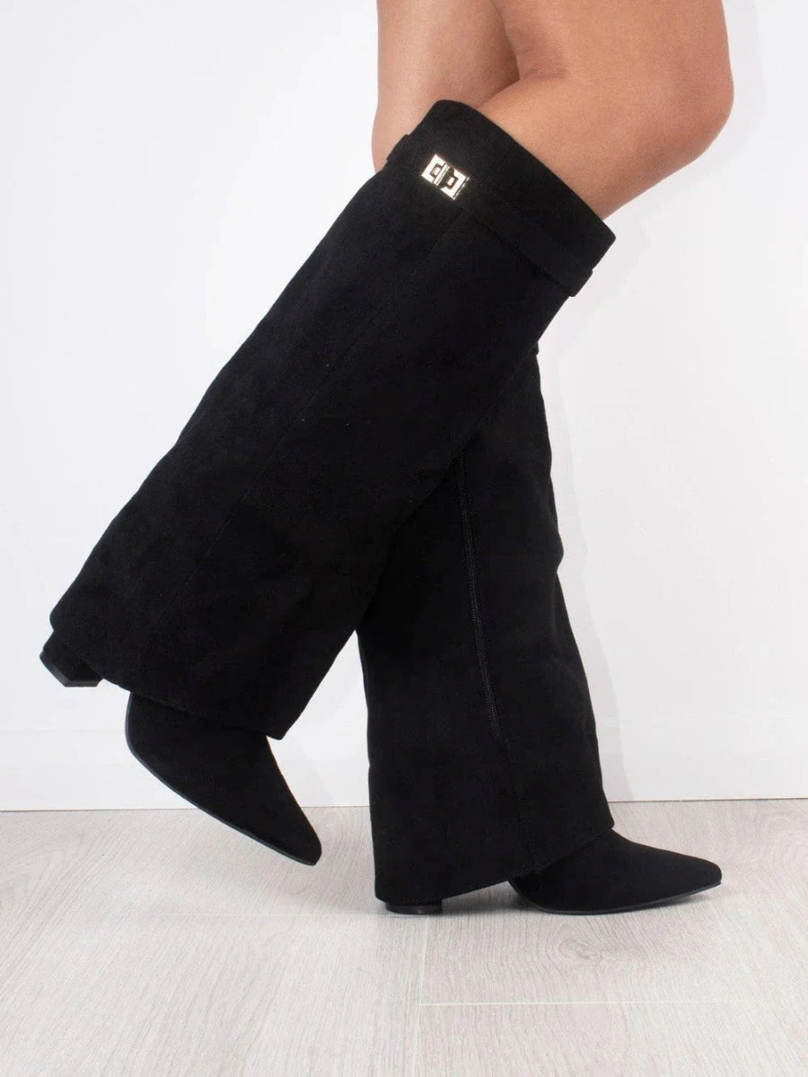 Knee-High Suede Boots with Heel  Elegant Style Meets Everyday Comfort
