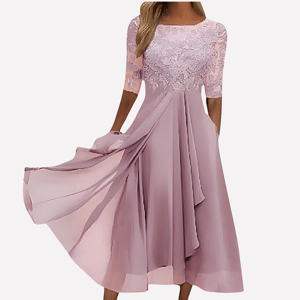 Women’s Floral Lace Chiffon Evening Dress