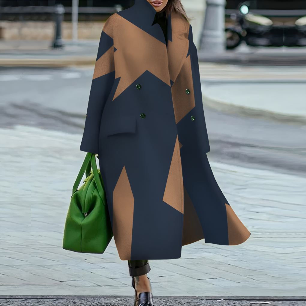 Waterproof Long Coat with Buttons for Women