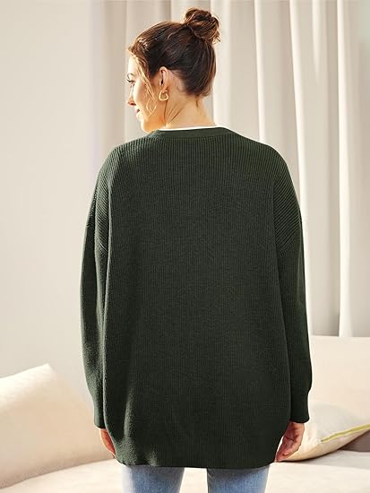 Oversized V-Neck Cardigan with Button Closure