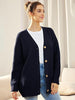 Oversized V-Neck Cardigan with Button Closure