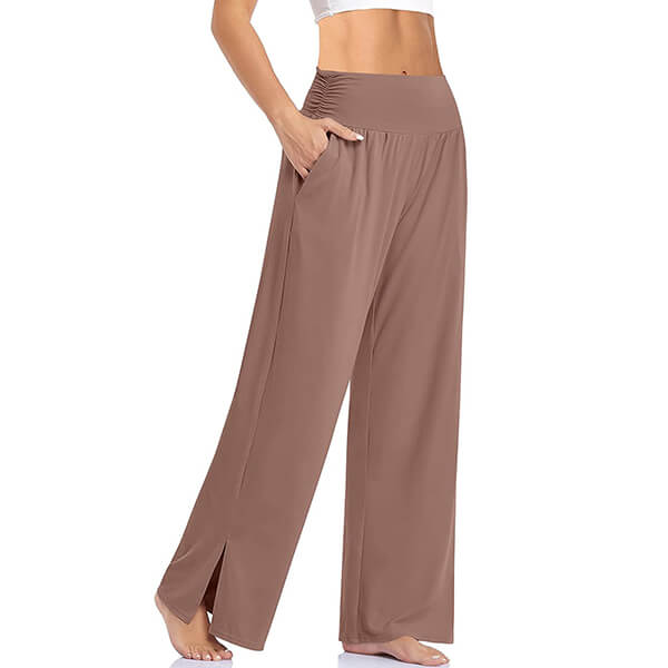 Women’s Wide-Leg Yoga Pants with Side Slits