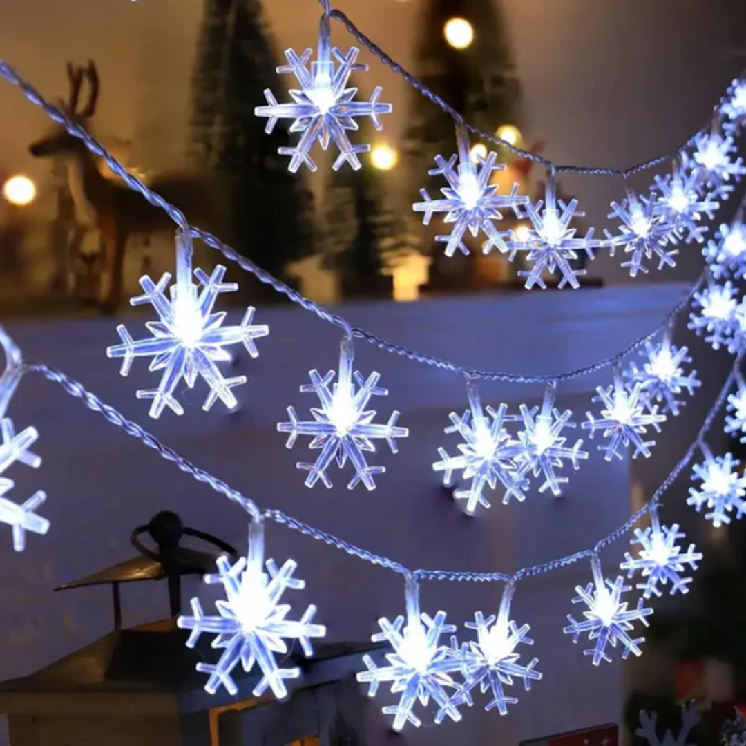 LED Snowflake String Lights