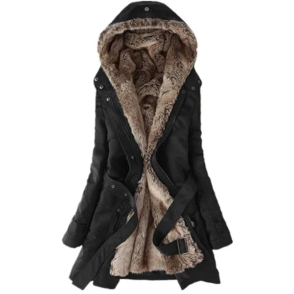 Women’s long padded winter jacket with full zip and high collar