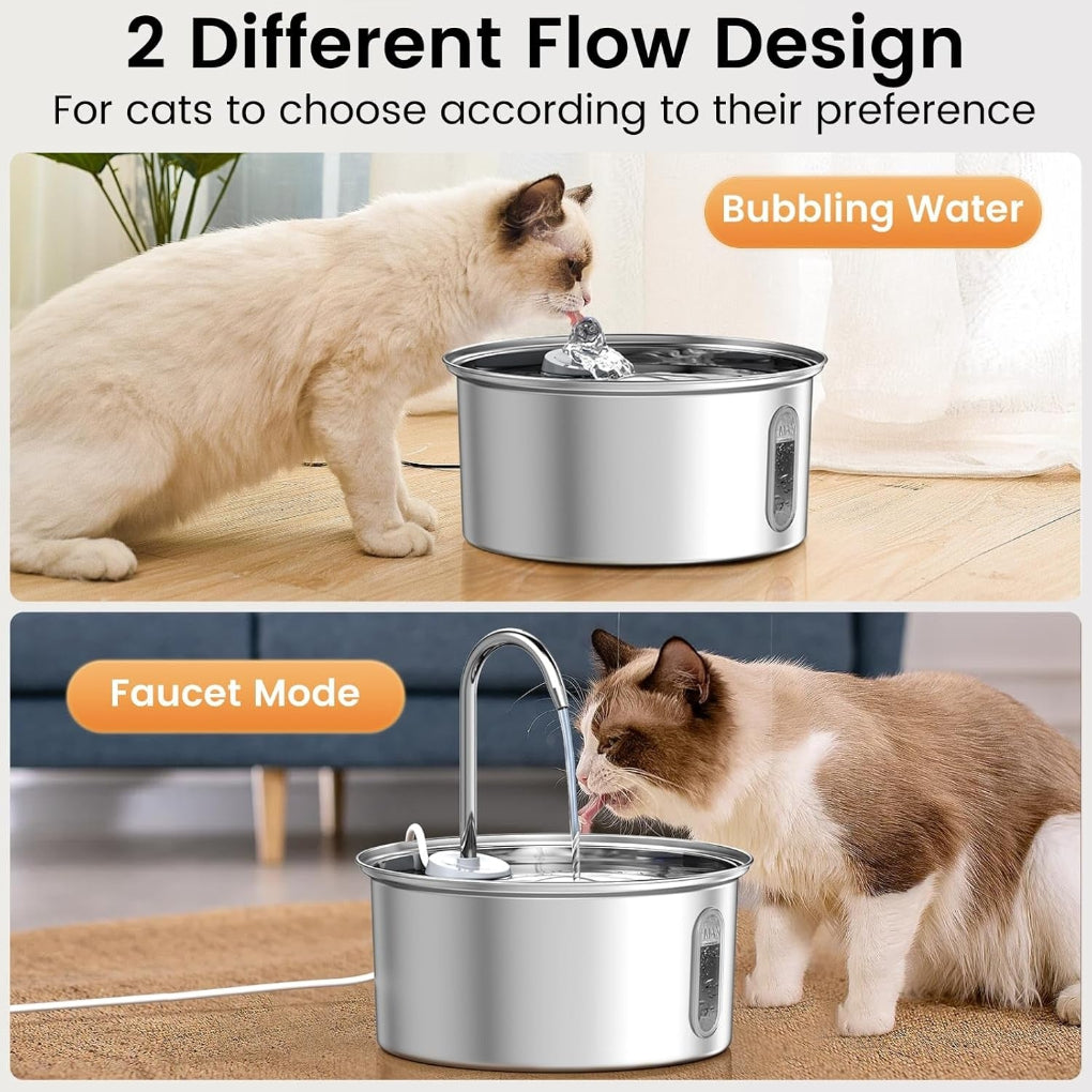 Stainless Steel Water Fountain for Cats & Small Dogs